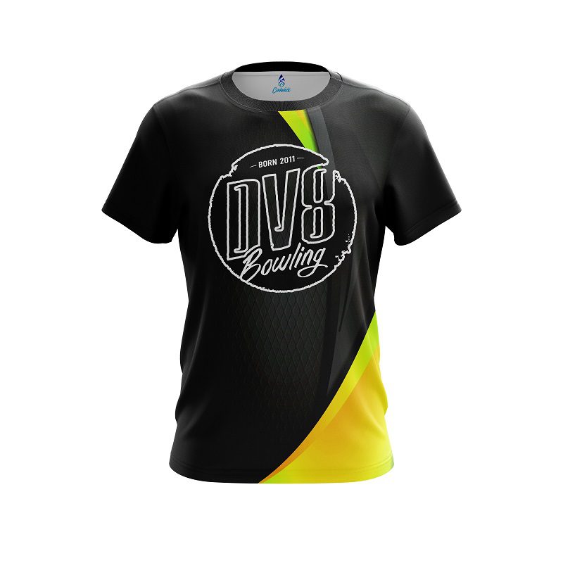 DV8 Carbon Yellow Swirl CoolWick Bowling Jersey