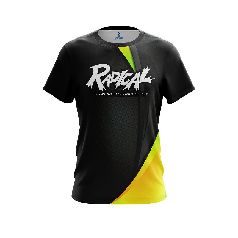 Radical Carbon Yellow Swirl CoolWick Bowling Jersey