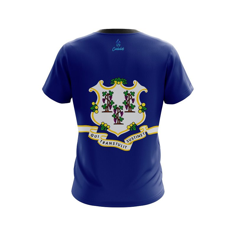 Plain Connecticut Flag CoolWick Bowling Jersey - Image 2