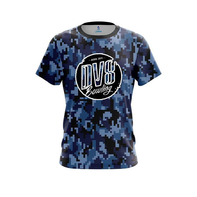 DV8 Digital Camo Blue CoolWick Bowling Jersey