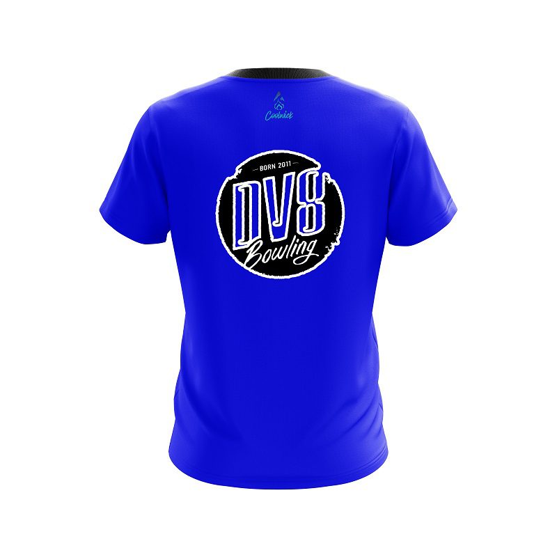 DV8 Plain Blue CoolWick Bowling Jersey - Image 2