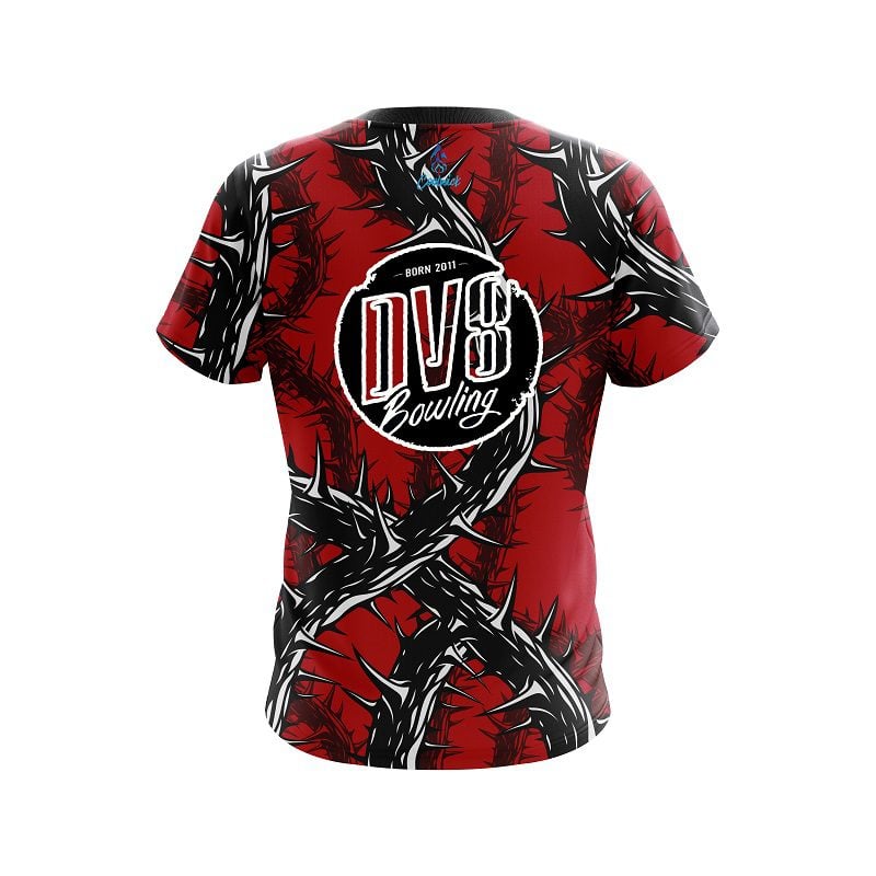 DV8 Rock And Roll Red Thorns CoolWick Bowling Jersey - Image 2