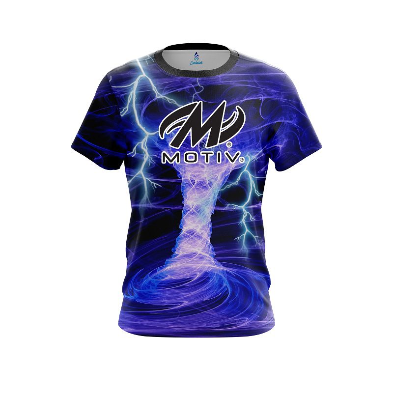 Motiv Electrical Tornado Blue CoolWick Bowling Jersey