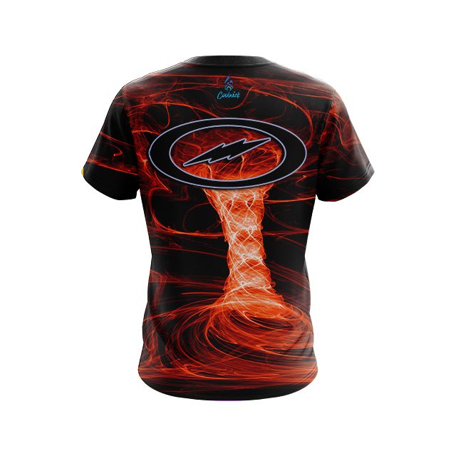 Storm Electrical Tornado Orange CoolWick Bowling Jersey - Image 2