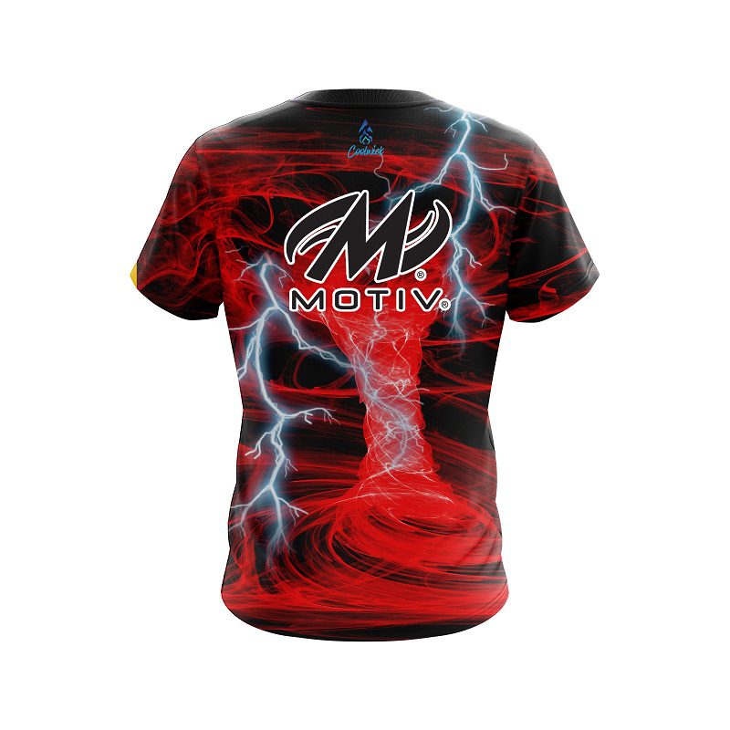 Motiv Electrical Tornado Red CoolWick Bowling Jersey - Image 2