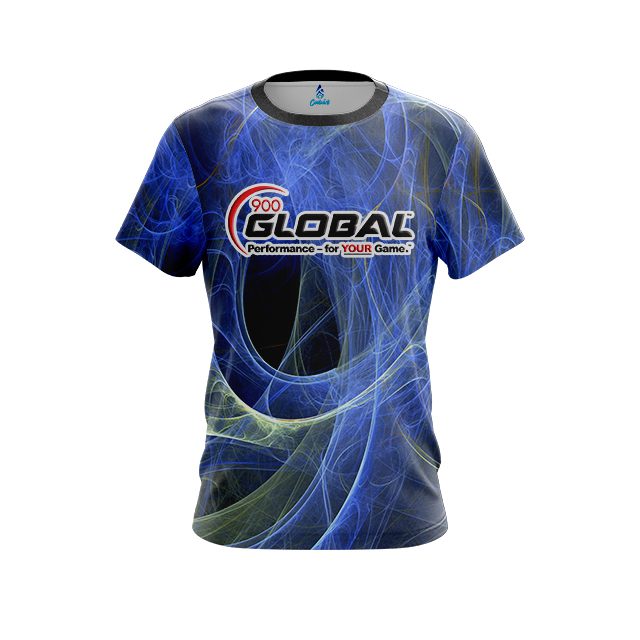 900 Global Energy Swirls Blue CoolWick Bowling Jersey