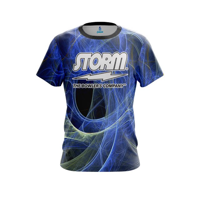 Storm Energy Swirls Blue CoolWick Bowling Jersey