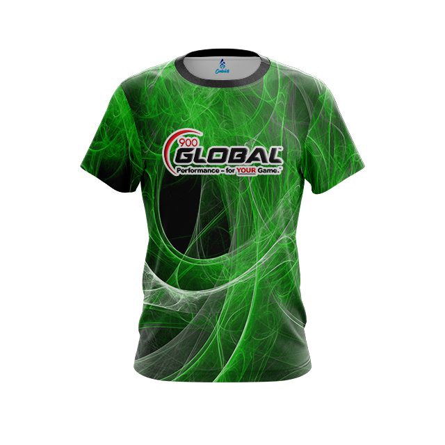 900 Global Energy Swirls Green CoolWick Bowling Jersey
