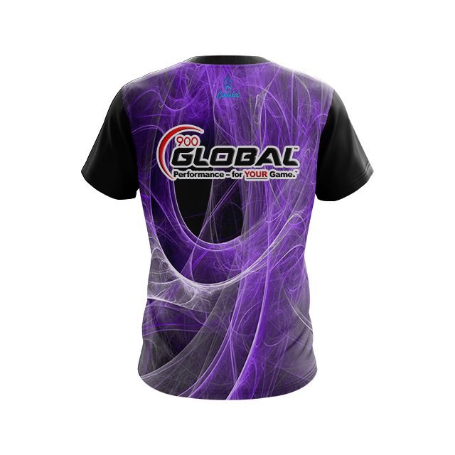 900 Global Energy Swirls Purple CoolWick Bowling Jersey - Image 2