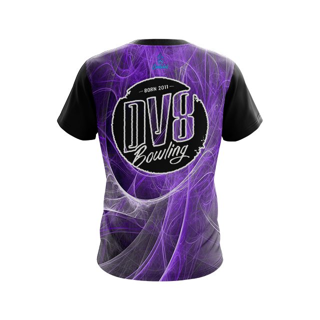 DV8 Energy Swirls Purple CoolWick Bowling Jersey - Image 2
