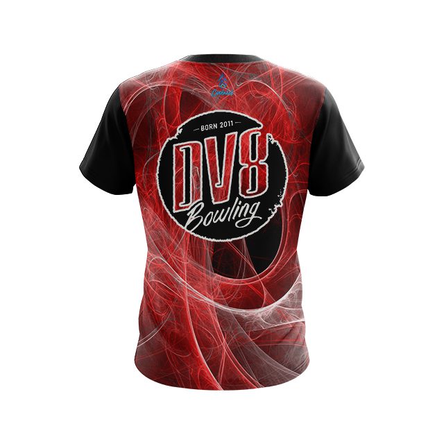 DV8 Energy Swirls Red CoolWick Bowling Jersey - Image 2