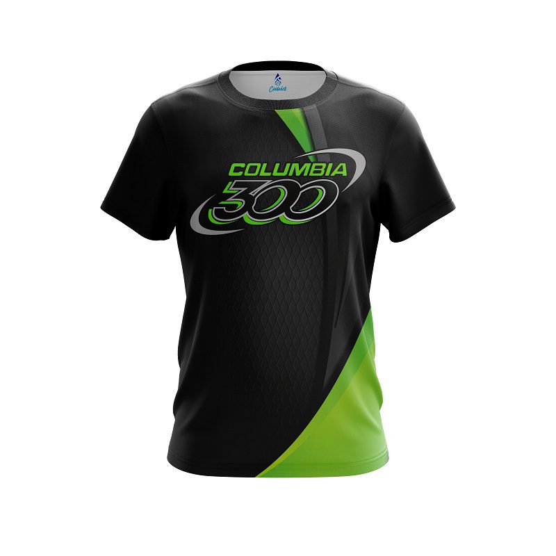 Columbia 300 Carbon Green Swirl CoolWick Bowling Jersey