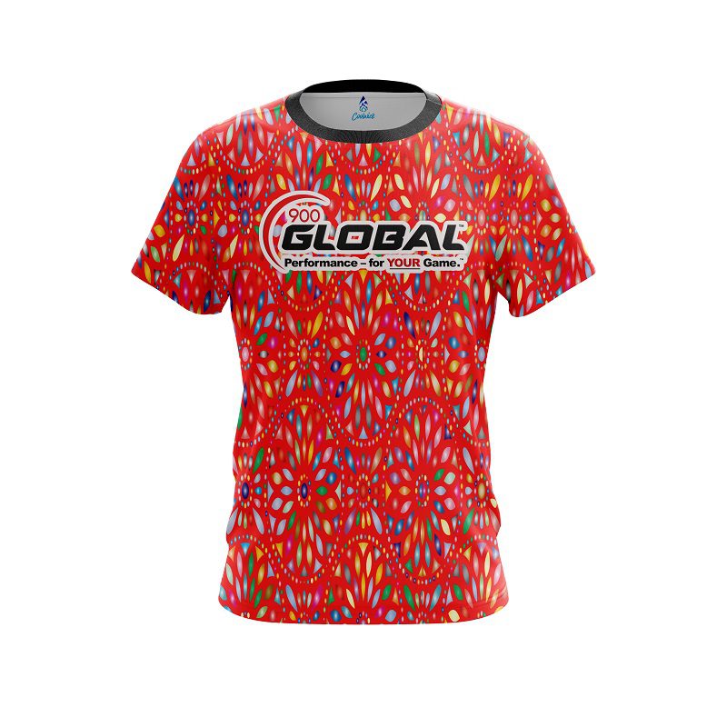 900 Global Kaleidoscope Red CoolWick Bowling Jersey