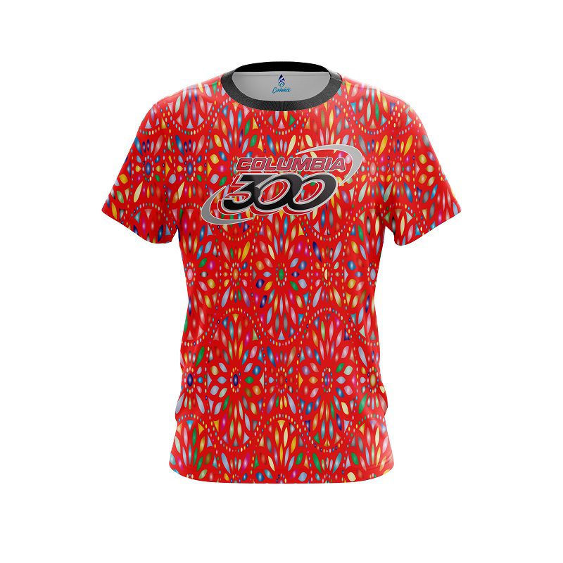 Columbia 300 Kaleidoscope Red CoolWick Bowling Jersey