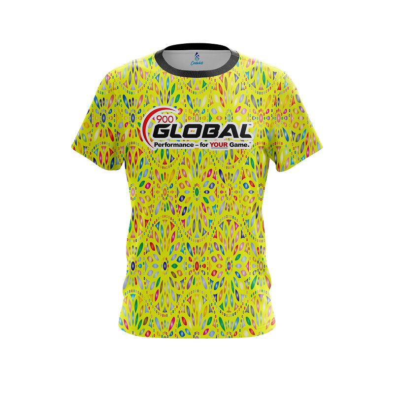 900 Global Kaleidoscope Yellow CoolWick Bowling Jersey