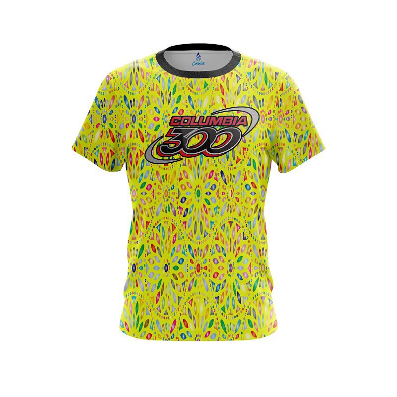 Columbia 300 Kaleidoscope Yellow CoolWick Bowling Jersey