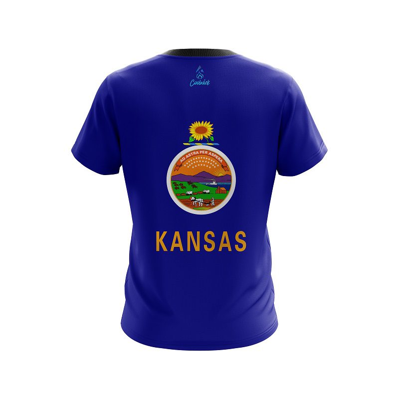 Plain Kansas Flag CoolWick Bowling Jersey - Image 2