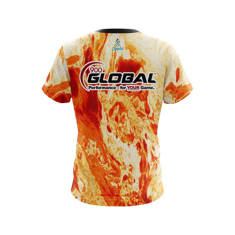 900 Global Marble Orange CoolWick Bowling Jersey - Image 2