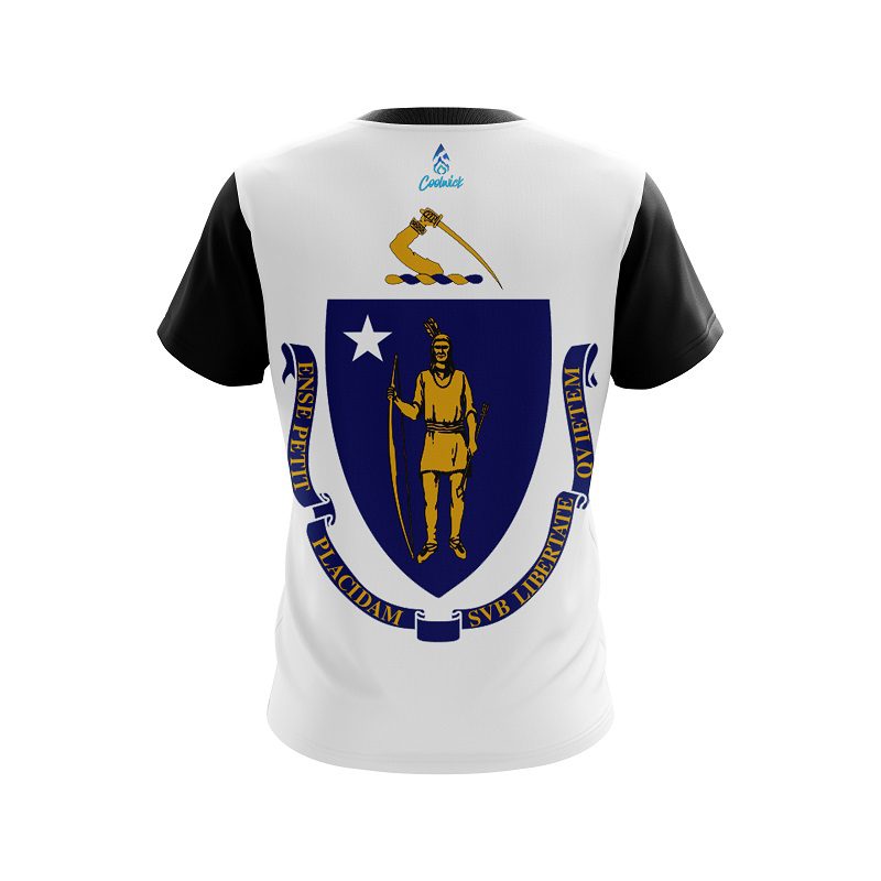 Plain Masssachucets Flag CoolWick Bowling Jersey - Image 2
