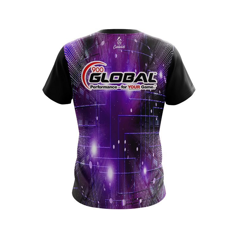 900 Global Motherboard Purple CoolWick Bowling Jersey - Image 2