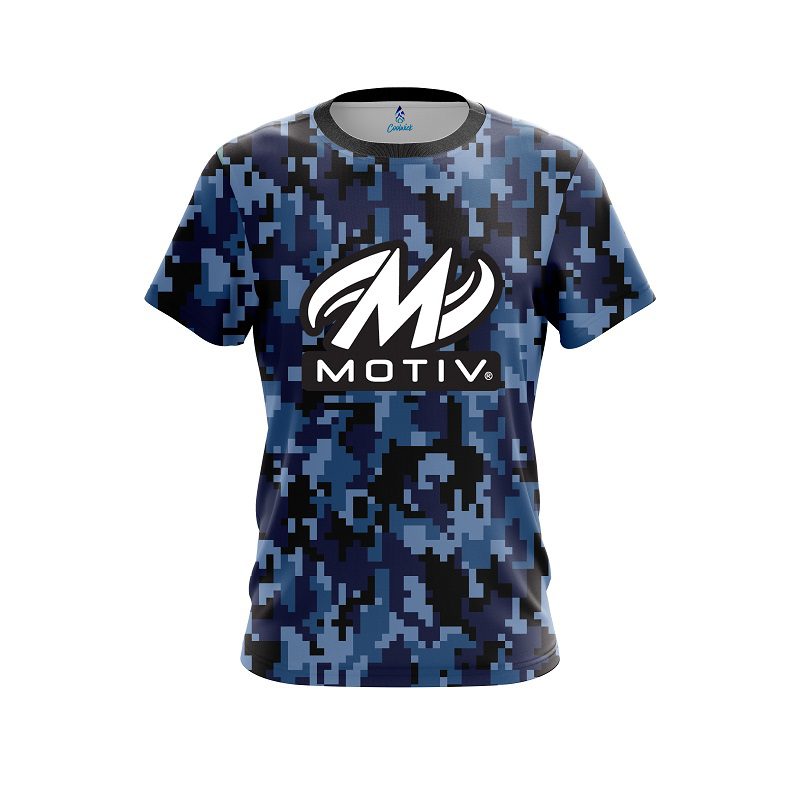 Motiv Digital Camo Blue CoolWick Bowling Jersey