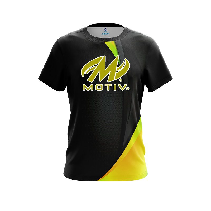 Motiv Carbon Yellow Swirl CoolWick Bowling Jersey