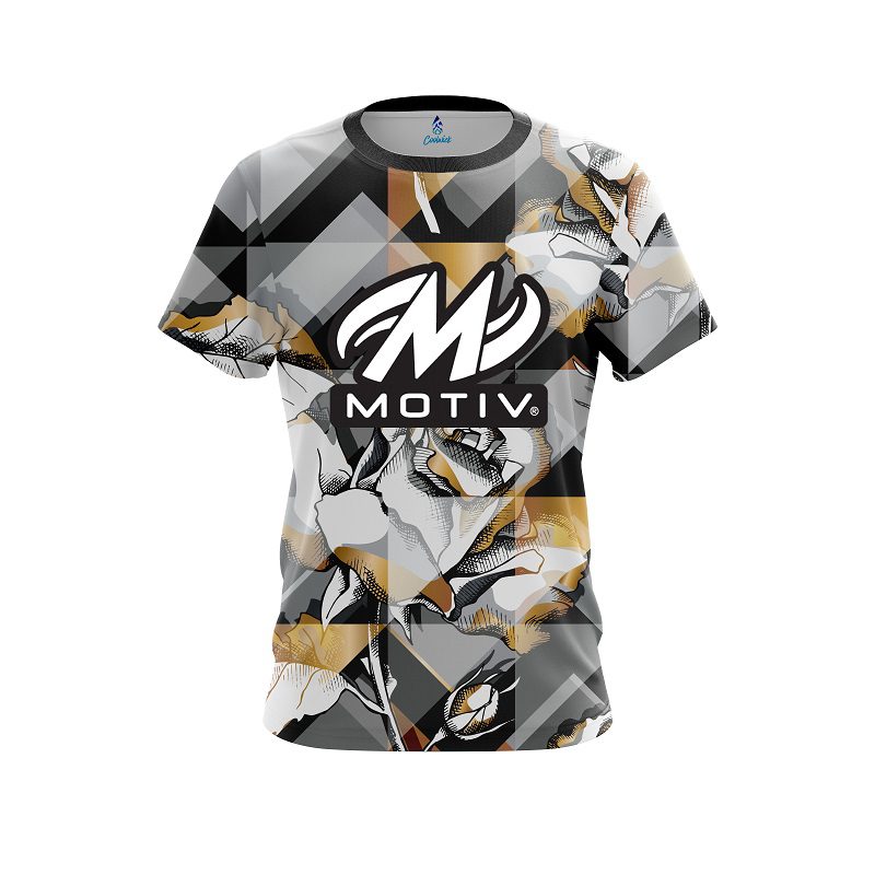 Motiv Gold And Black Rose CoolWick Bowling Jersey