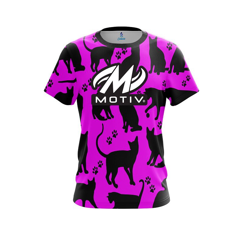 Motiv Pink Black Cat CoolWick Bowling Jersey