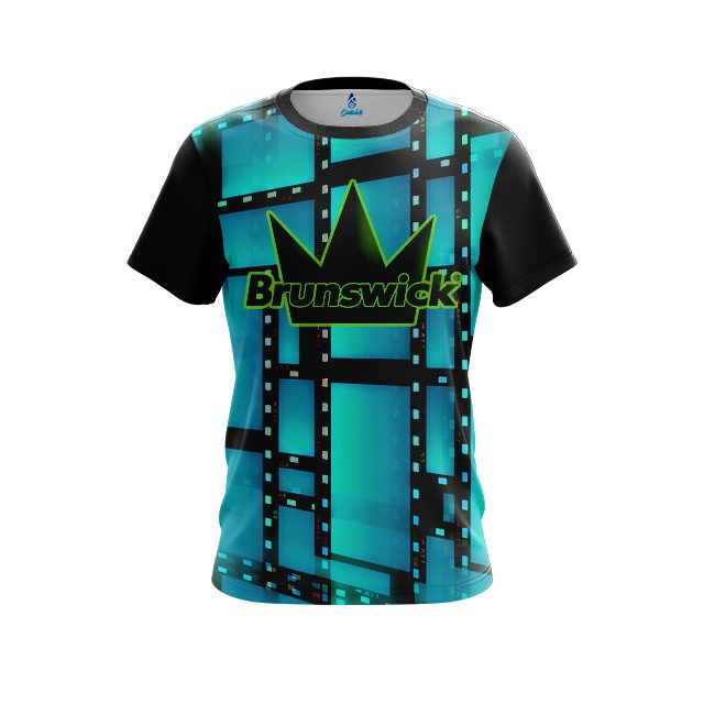 Brunswick Movie Reel Aqua CoolWick Bowling Jersey