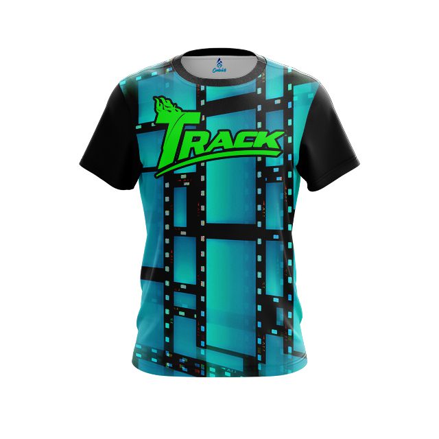 Track Movie Reel Aqua CoolWick Bowling Jersey