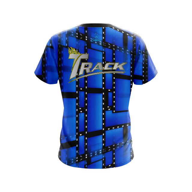 Track Movie Reel Blue CoolWick Bowling Jersey - Image 2