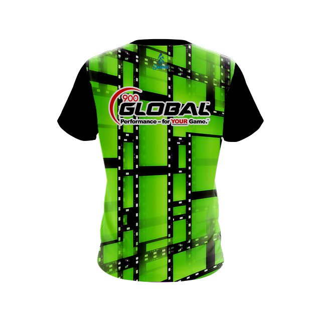 900 Global Movie Reel Green CoolWick Bowling Jersey - Image 2