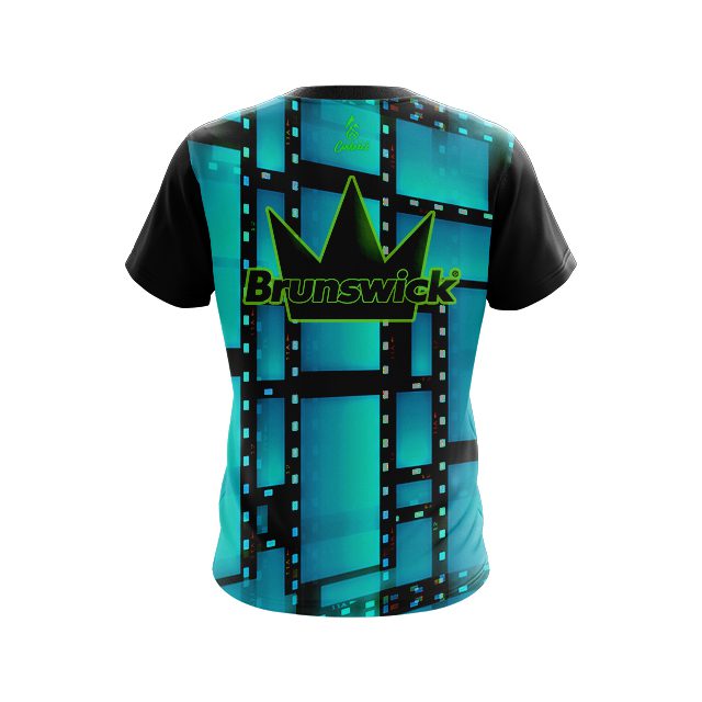 Brunswick Movie Reel Aqua CoolWick Bowling Jersey - Image 2