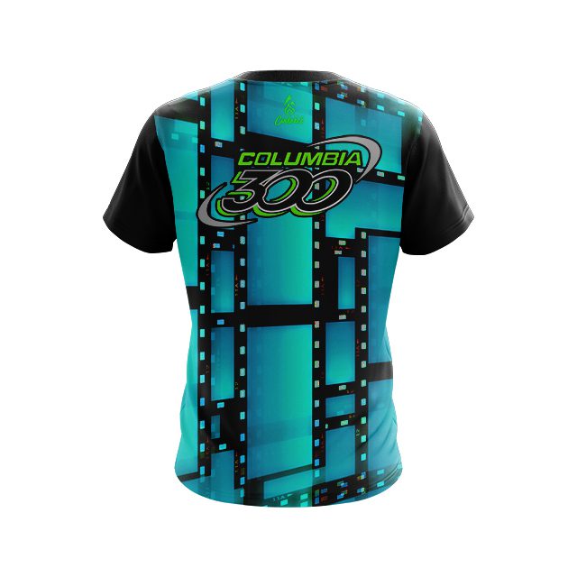 Columbia 300 Movie Reel Aqua CoolWick Bowling Jersey - Image 2