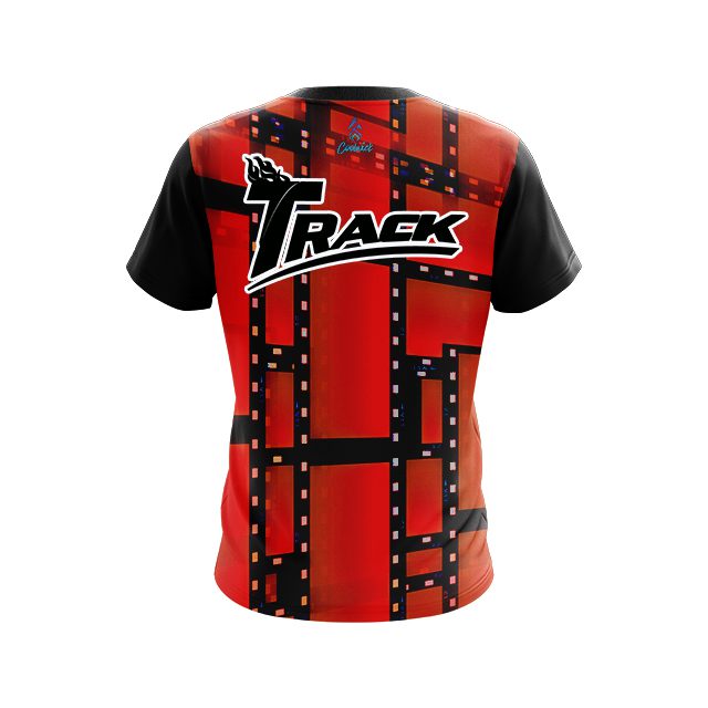Track Movie Reel Orange CoolWick Bowling Jersey - Image 2