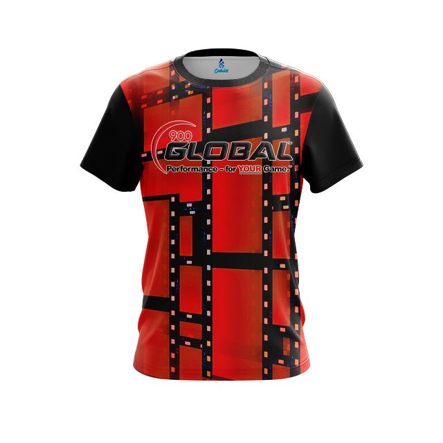 900 Global Movie Reel Orange CoolWick Bowling Jersey