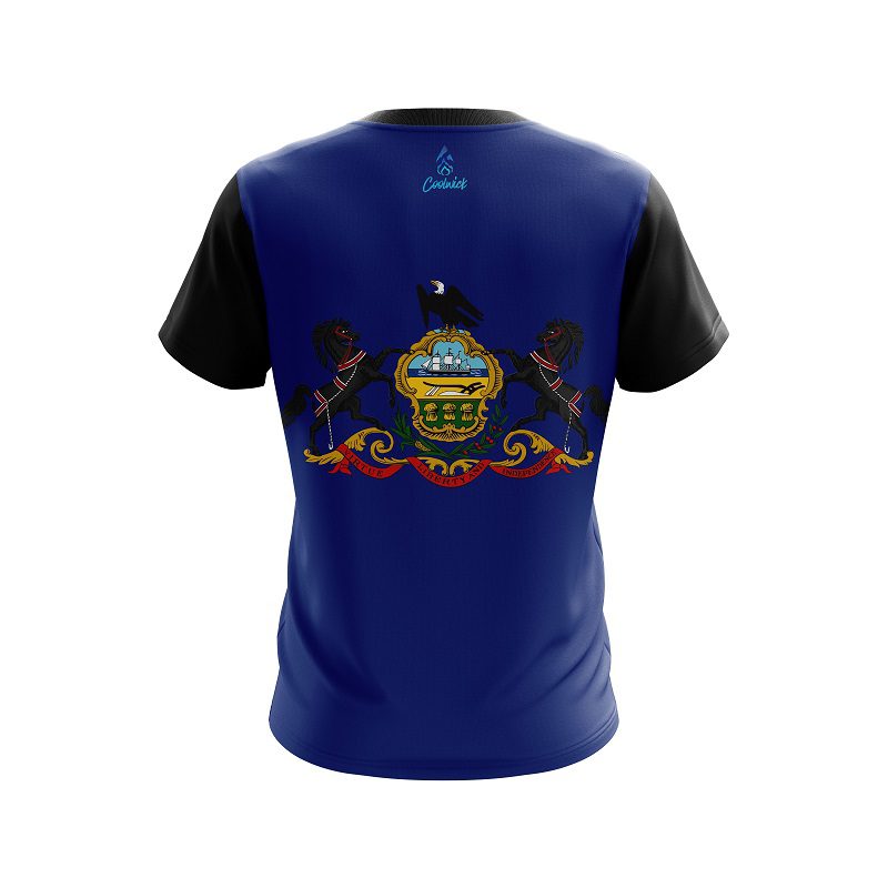 Plain Pennsylvania  Flag CoolWick Bowling Jersey - Image 2