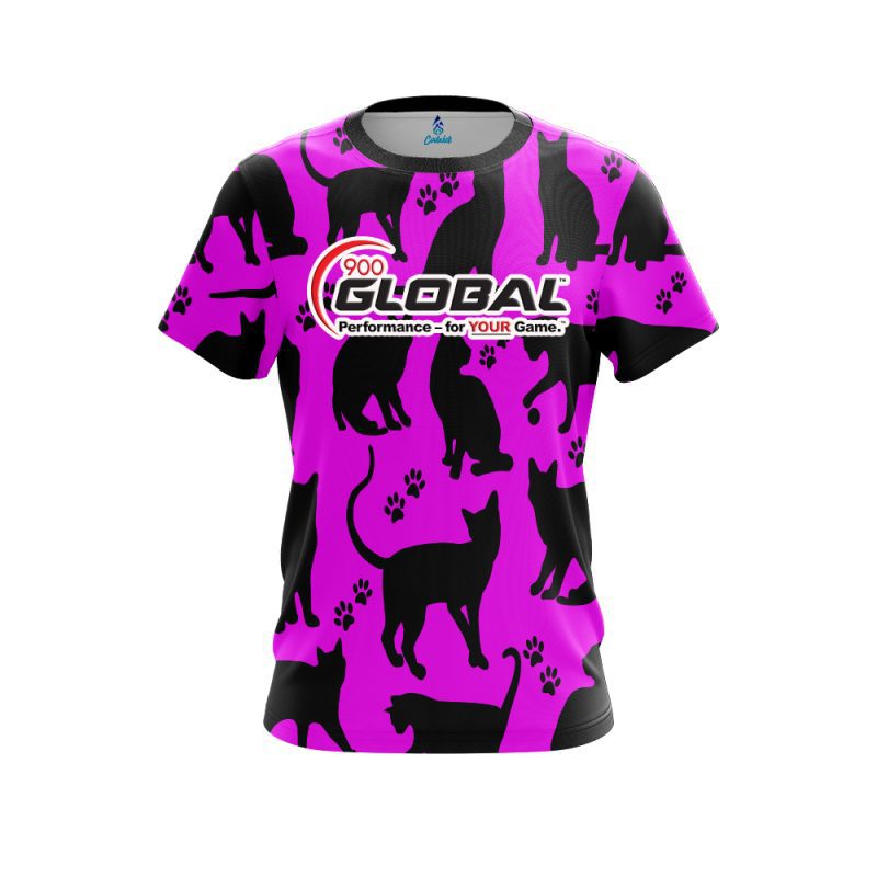 900 Global Pink Black Cat CoolWick Bowling Jersey