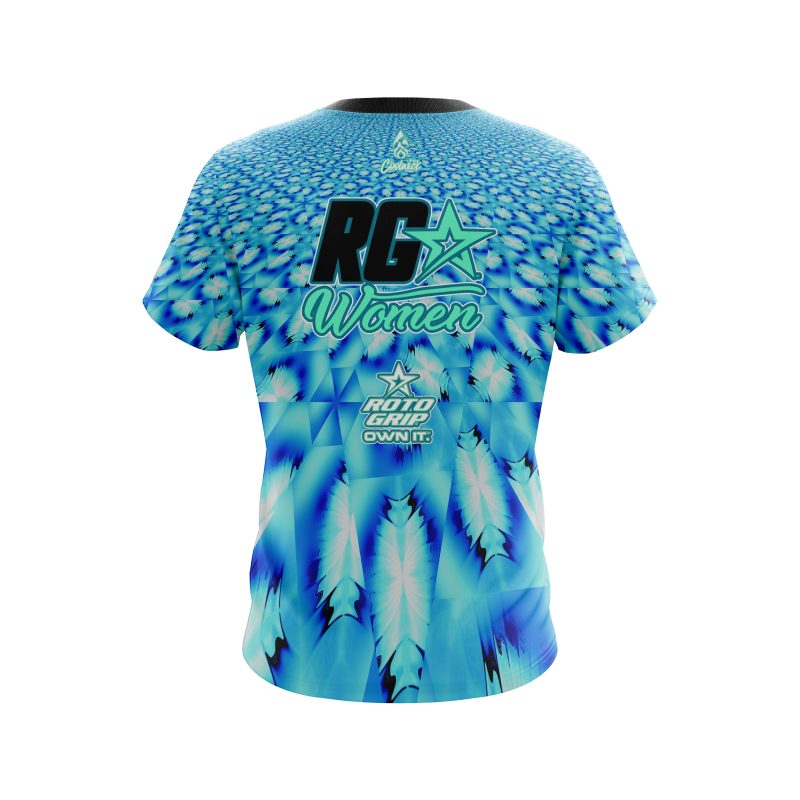 Roto Grip RG Women Electric Blue Neon Feather CoolWick Bowling Jersey - Image 2