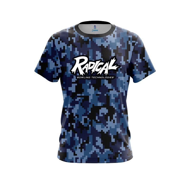 Radical Digital Camo Blue CoolWick Bowling Jersey
