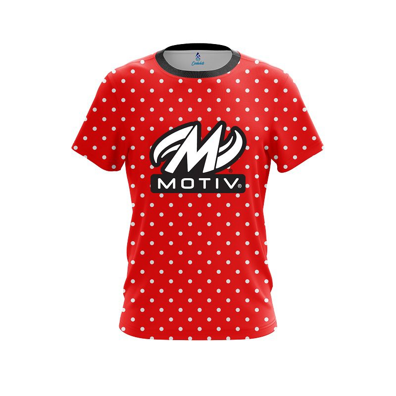 Motiv Red And White Dots CoolWick Bowling Jersey