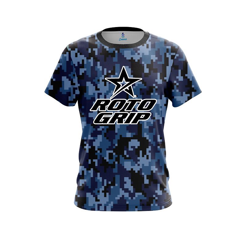 Roto Grip Digital Camo Blue CoolWick Bowling Jersey