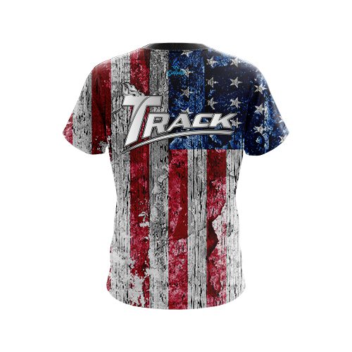 Track Rustic USA Flag Shirt CoolWick Bowling Jersey - Image 2