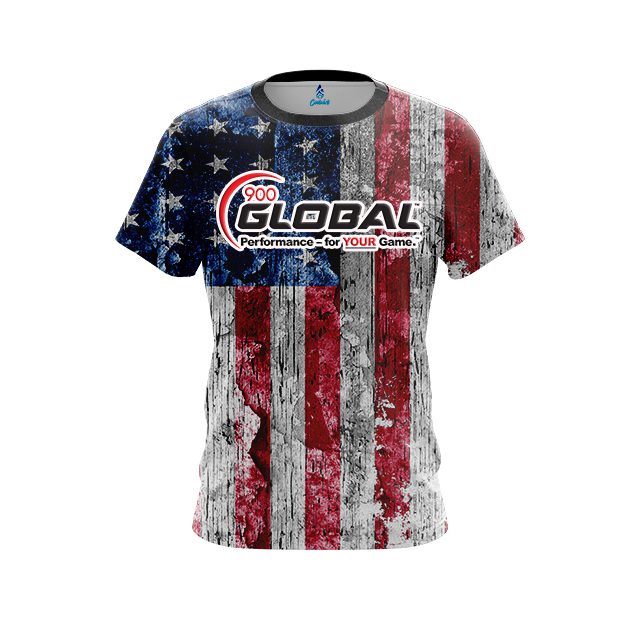 900 Global Rustic USA Flag CoolWick Bowling Jersey