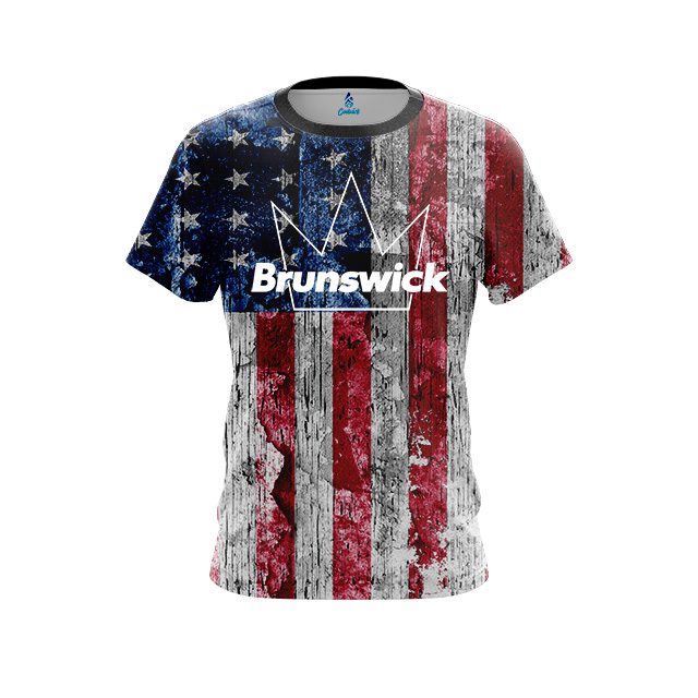 Brunswick Rustic USA Flag CoolWick Bowling Jersey