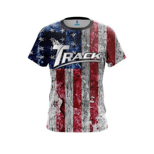 Track Rustic USA Flag Shirt CoolWick Bowling Jersey
