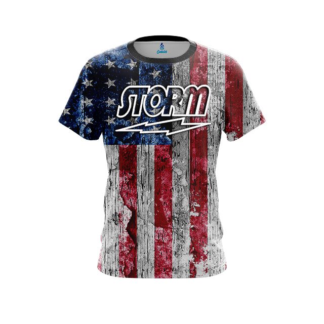 Storm Rustic USA Flag CoolWick Bowling Jersey