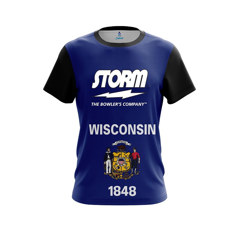 Storm Wisconsin Flag CoolWick Bowling Jersey