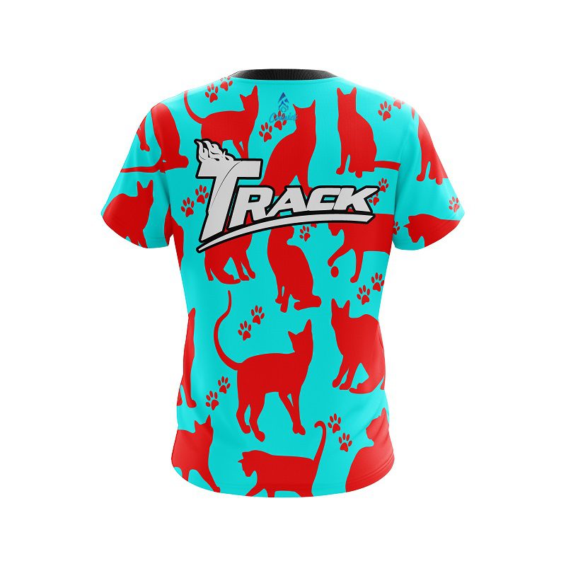 Track Aqua Red Cat CoolWick Bowling Jersey - Image 2