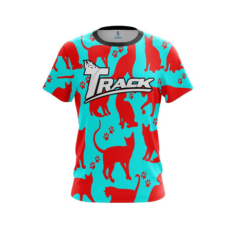Track Aqua Red Cat CoolWick Bowling Jersey